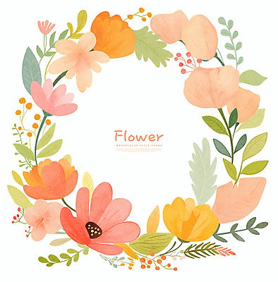 PSD 꽃 잎 일러스트 프레임 따뜻함 사람없음 장식 컬러풀 봄 화사함 리스장식 카피스페이스 국내일러스트 식물 계절 컬러 컨셉 공백 파일형식