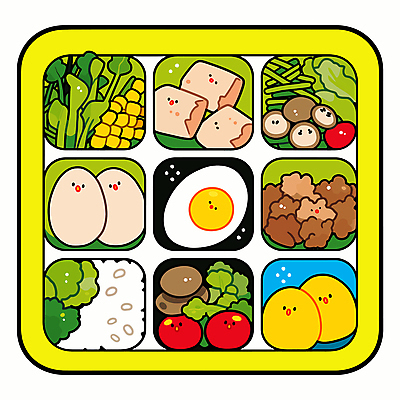 음식 채소 일러스트 밥 반찬 육류 사람없음 귀여움 계란 다양 도시락 영양 점심 도시락통 정성 국내일러스트 AI파일 다수 컨셉 식재료 알 용기_그릇 파일형식 벡터