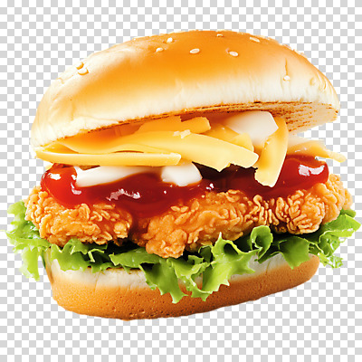 편집이미지 음식 치즈 패스트푸드 누끼 사람없음 양상추 PNG 치킨버거 채소 유제품 햄버거 인스턴트 파일형식