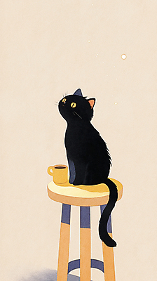 JPG 여유 커피 의자 일러스트 아침 휴식 사람없음 검은색 고양이 머그컵 올려보기 국내일러스트 AI일러스트 AI콘텐츠 주간 감정 음료 컬러 가구 컨셉 포유류 모션 컵 반려동물 파일형식