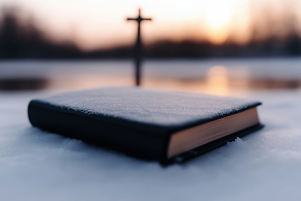 JPG 편집이미지 종교 십자가 자연 사람없음 책 빛 평화 일출 믿음 성경 고요 눈 신성 편집실사 AI포토 AI콘텐츠 자연요소 감정 컨셉 종교용품 날씨 노을 CG 생태계 파일형식