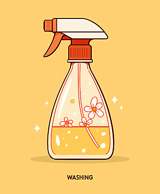 꽃 일러스트 사람없음 반짝임 노란색 청결 위생 세제 분무기 세탁용품 엘리먼트 국내일러스트 AI파일 식물 컬러 생활용품 모션 파일형식 벡터