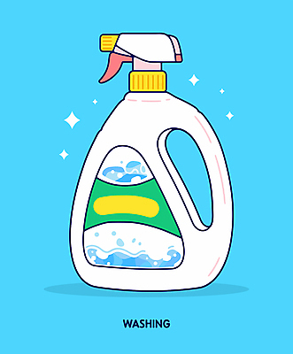 하늘색 일러스트 사람없음 반짝임 청결 위생 세제 분무기 섬유유연제 세탁용품 엘리먼트 국내일러스트 AI파일 생활용품 모션 파란색 파일형식 벡터