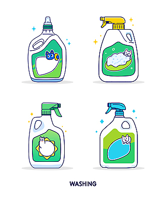 일러스트 사람없음 연두색 반짝임 청결 위생 세제 분무기 섬유유연제 세탁용품 엘리먼트 국내일러스트 AI파일 생활용품 모션 초록색 파일형식 벡터