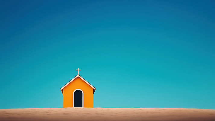 JPG 편집이미지 기독교 종교 사람없음 파란색 교회 평화 고독 언덕 이미지편집 편집실사 AI컴퓨터그래픽 AI콘텐츠 감정 컬러 컨셉 종교건축 건물 CG 파일형식