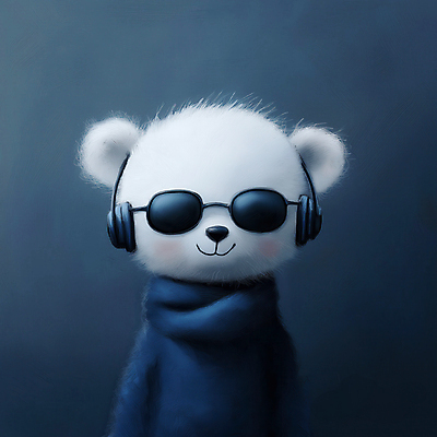 JPG 패션 음악 겨울 일러스트 사람없음 선글라스 귀여움 헤드폰 목도리 남색 북극곰 차분 국내일러스트 AI일러스트 AI콘텐츠 잡화 계절 안경 컬러 음향기기 컨셉 곰 문화예술 파일형식
