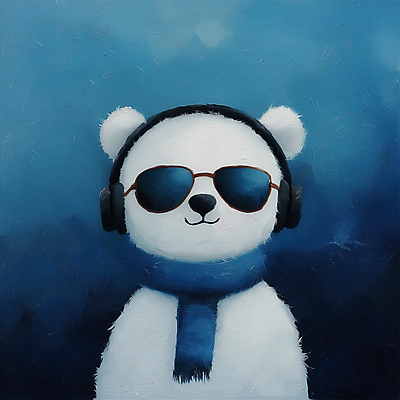 JPG 패션 음악 겨울 일러스트 사람없음 선글라스 귀여움 헤드폰 목도리 남색 북극곰 차분 국내일러스트 AI일러스트 AI콘텐츠 잡화 계절 안경 컬러 음향기기 컨셉 곰 문화예술 파일형식