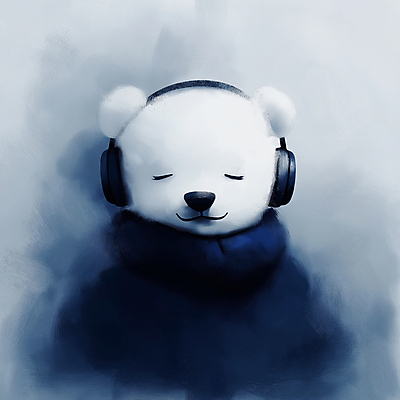 JPG 패션 음악 겨울 일러스트 사람없음 귀여움 눈감음 헤드폰 목도리 남색 북극곰 차분 국내일러스트 AI일러스트 AI콘텐츠 잡화 계절 컬러 음향기기 컨셉 곰 모션 문화예술 파일형식