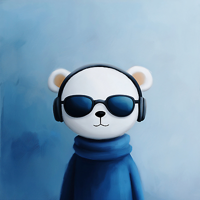 JPG 패션 음악 겨울 일러스트 사람없음 선글라스 귀여움 헤드폰 목도리 남색 북극곰 차분 국내일러스트 AI일러스트 AI콘텐츠 잡화 계절 안경 컬러 음향기기 컨셉 곰 문화예술 파일형식