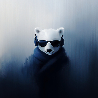 JPG 패션 음악 겨울 일러스트 사람없음 선글라스 헤드폰 목도리 남색 북극곰 차분 국내일러스트 AI일러스트 AI콘텐츠 잡화 계절 안경 컬러 음향기기 컨셉 곰 문화예술 파일형식
