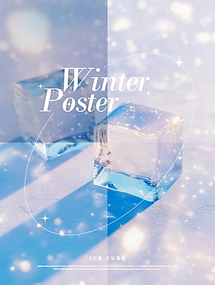 PSD 편집이미지 포스터 겨울 사람없음 반짝임 깨끗함 얼음 투명 차가움 레이아웃 몽환 이미지편집 자연요소 계절 컨셉 모션 파일형식