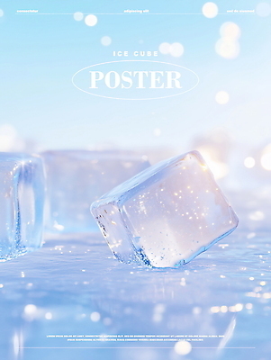PSD 편집이미지 포스터 하늘색 겨울 사람없음 반짝임 깨끗함 얼음 투명 차가움 레이아웃 파스텔톤 몽환 이미지편집 자연요소 계절 컬러 컨셉 모션 파란색 파일형식