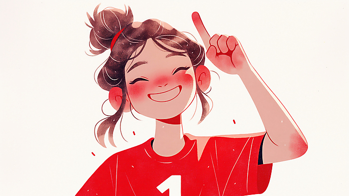 JPG 여자 어린이 스포츠 일러스트 한명 미소 웃음 소녀 상반신 빨간색 운동 기쁨 검지손가락 가리킴 소녀한명만 국내일러스트 AI일러스트 AI콘텐츠 1 감정 컬러 손가락 표정 건강 사람 손짓 여자한명만 소녀만 파일형식