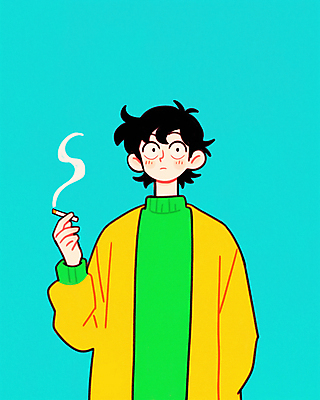 JPG 남자 하늘색 일러스트 담배 한명 들기 성인 담배연기 흡연자 성인남자한명만 국내일러스트 AI일러스트 AI콘텐츠 1 모션 흡연 사람 파란색 연기 남자한명만 성인남자만 파일형식