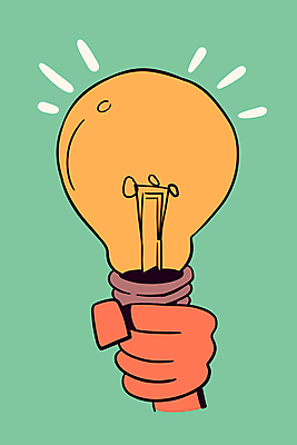 손 디자인 일러스트 전구 아이디어 신체부위 빛 반짝임 주황색 잡기 심플 발상 상상력 창의성 국내일러스트 AI파일 컬러 컨셉 모션 사람 파일형식 벡터