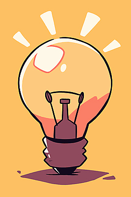 디자인 일러스트 전구 아이디어 사람없음 빛 반짝임 노란색 심플 발상 상상력 창의성 국내일러스트 AI파일 컬러 컨셉 모션 파일형식 벡터