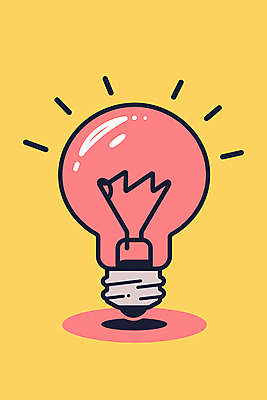 디자인 분홍색 일러스트 전구 아이디어 사람없음 빛 반짝임 노란색 심플 발상 상상력 창의성 국내일러스트 AI파일 컬러 컨셉 모션 파일형식 벡터