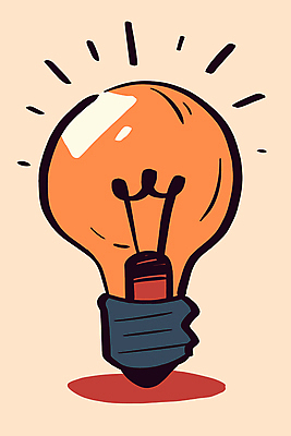 디자인 일러스트 전구 아이디어 사람없음 빛 반짝임 주황색 심플 발상 상상력 창의성 국내일러스트 AI파일 컬러 컨셉 모션 파일형식 벡터