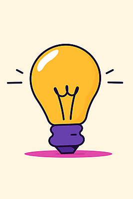 디자인 일러스트 전구 아이디어 사람없음 빛 반짝임 노란색 주황색 심플 발상 상상력 창의성 국내일러스트 AI파일 컬러 컨셉 모션 파일형식 벡터