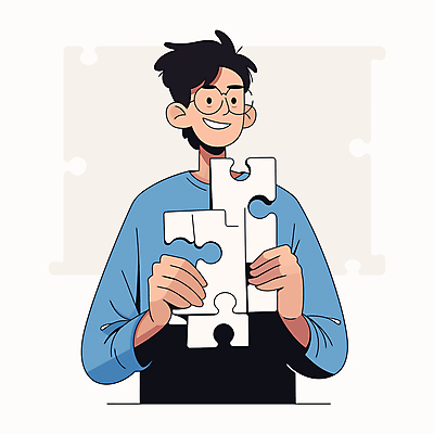 남자 생각 일러스트 한명 미소 들기 상반신 성인 파란색 잡기 고민 퍼즐조각 성인남자한명만 안경낌 국내일러스트 AI파일 1 감정 안경 컬러 조각 모션 표정 사람 퍼즐 남자한명만 성인남자만 파일형식 벡터