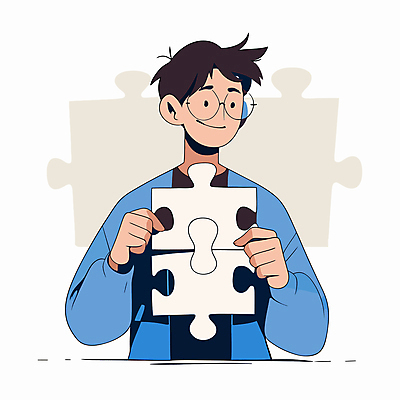 남자 생각 일러스트 한명 미소 들기 상반신 성인 파란색 잡기 고민 퍼즐조각 성인남자한명만 안경낌 국내일러스트 AI파일 1 감정 안경 컬러 조각 모션 표정 사람 퍼즐 남자한명만 성인남자만 파일형식 벡터