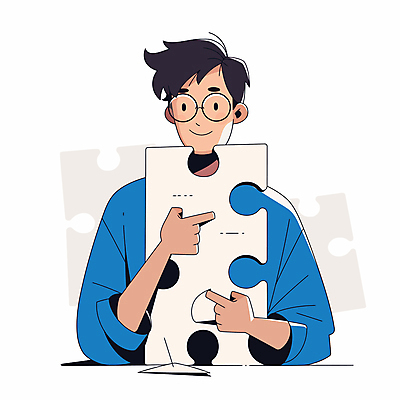 남자 생각 일러스트 한명 미소 들기 상반신 성인 파란색 잡기 고민 퍼즐조각 성인남자한명만 안경낌 국내일러스트 AI파일 1 감정 안경 컬러 조각 모션 표정 사람 퍼즐 남자한명만 성인남자만 파일형식 벡터