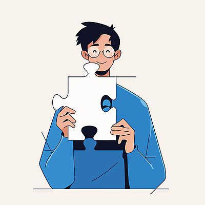 남자 생각 일러스트 한명 미소 들기 상반신 성인 파란색 잡기 고민 퍼즐조각 성인남자한명만 안경낌 국내일러스트 AI파일 1 감정 안경 컬러 조각 모션 표정 사람 퍼즐 남자한명만 성인남자만 파일형식 벡터