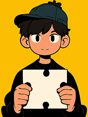 남자 어린이 일러스트 한명 미소 들기 소년 상반신 노란색 퍼즐조각 캡모자 소년한명만 국내일러스트 AI파일 모자_잡화 1 컬러 조각 모션 표정 사람 퍼즐 남자한명만 소년만 파일형식 벡터