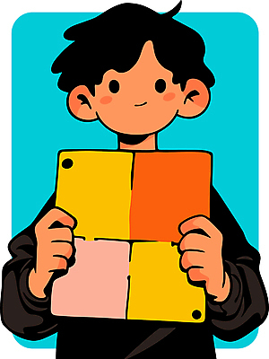 남자 어린이 일러스트 한명 미소 들기 소년 상반신 컬러풀 퍼즐 소년한명만 국내일러스트 AI파일 1 컬러 모션 표정 사람 남자한명만 소년만 파일형식 벡터