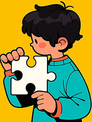 남자 어린이 일러스트 한명 들기 소년 상반신 컬러풀 관찰 퍼즐조각 소년한명만 국내일러스트 AI파일 1 컬러 조각 모션 사람 퍼즐 남자한명만 소년만 파일형식 벡터