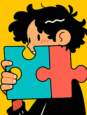 남자 어린이 일러스트 한명 들기 소년 상반신 컬러풀 퍼즐조각 소년한명만 국내일러스트 AI파일 1 컬러 조각 모션 사람 퍼즐 남자한명만 소년만 파일형식 벡터