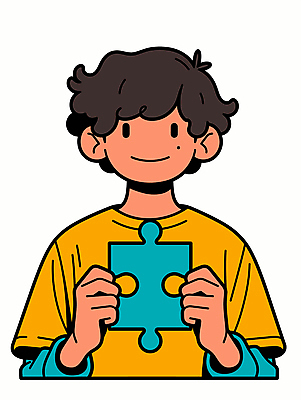 남자 어린이 일러스트 한명 미소 들기 소년 상반신 컬러풀 퍼즐조각 소년한명만 국내일러스트 AI파일 1 컬러 조각 모션 표정 사람 퍼즐 남자한명만 소년만 파일형식 벡터