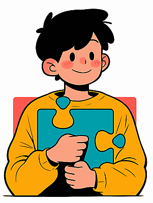 남자 어린이 일러스트 한명 미소 들기 소년 상반신 컬러풀 퍼즐조각 설렘 소년한명만 국내일러스트 AI파일 1 컬러 조각 모션 표정 사람 퍼즐 남자한명만 소년만 파일형식 벡터