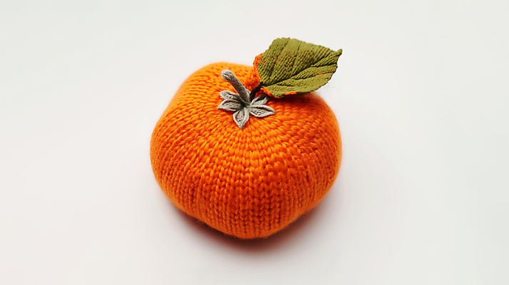 JPG 편집이미지 과일 감 사람없음 귀여움 주황색 뜨개질 니트 수공예 편집실사 AI포토 AI콘텐츠 컬러 컨셉 상의 취미 공예 CG 파일형식