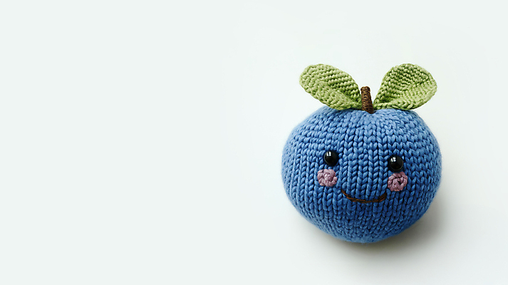 JPG 편집이미지 과일 사람없음 파란색 귀여움 뜨개질 니트 블루베리 수공예 편집실사 AI포토 AI콘텐츠 컬러 컨셉 상의 취미 공예 CG 파일형식