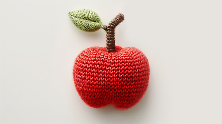 JPG 편집이미지 과일 사람없음 빨간색 귀여움 뜨개질 사과 니트 수공예 편집실사 AI포토 AI콘텐츠 컬러 컨셉 상의 취미 공예 CG 파일형식