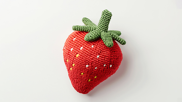 JPG 편집이미지 과일 딸기 사람없음 빨간색 귀여움 뜨개질 니트 수공예 편집실사 AI포토 AI콘텐츠 컬러 컨셉 상의 취미 공예 CG 파일형식