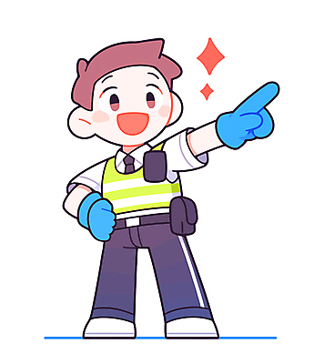 전신 캐릭터 허리손 일러스트 한명 손짓 성인 반짝임 가리킴 교통경찰 안전조끼 일러캐릭터 AI파일 1 포즈 모션 사람 경찰 파일형식 벡터