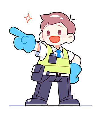 전신 캐릭터 허리손 일러스트 한명 손짓 성인 반짝임 가리킴 교통경찰 안전조끼 일러캐릭터 AI파일 1 포즈 모션 사람 경찰 파일형식 벡터