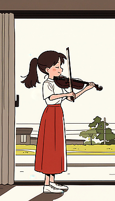 JPG 여자 어린이 연주 일러스트 바람 실내 한명 소녀 음악가 클래식 연습 바이올린 창밖 소녀한명만 국내일러스트 AI일러스트 AI콘텐츠 자연요소 직업 1 음악 컨셉 창문 현악기 날씨 사람 내부 여자한명만 소녀만 파일형식