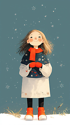 JPG 여자 행복 어린이 겨울 일러스트 한명 미소 소녀 파란색 목도리 추위 눈내림 소녀한명만 손모아장갑 국내일러스트 AI일러스트 AI콘텐츠 1 잡화 계절 감정 컬러 장갑 눈_날씨 표정 사람 여자한명만 소녀만 파일형식