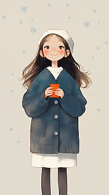 JPG 여자 어린이 겨울 일러스트 하늘 털모자 한명 미소 소녀 파란색 스마트폰 추위 눈송이 눈내림 소녀한명만 국내일러스트 AI일러스트 AI콘텐츠 모자_잡화 1 계절 컬러 눈_날씨 표정 사람 핸드폰 스마트기기 여자한명만 소녀만 파일형식