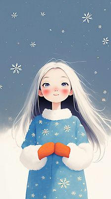 JPG 여자 행복 어린이 겨울 일러스트 한명 미소 소녀 파란색 추위 백발 눈송이 눈내림 소녀한명만 손모아장갑 국내일러스트 AI일러스트 AI콘텐츠 1 헤어스타일 계절 감정 컬러 장갑 눈_날씨 표정 사람 여자한명만 소녀만 파일형식