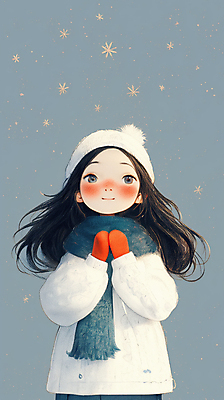 JPG 여자 행복 어린이 겨울 일러스트 털모자 한명 미소 소녀 상반신 파란색 목도리 추위 눈내림 소녀한명만 손모아장갑 국내일러스트 AI일러스트 AI콘텐츠 모자_잡화 1 잡화 계절 감정 컬러 장갑 눈_날씨 표정 사람 여자한명만 소녀만 파일형식