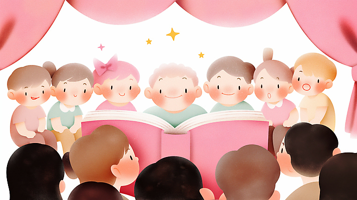 JPG 여자 교육 남자 어린이 분홍색 일러스트 이야기 미소 소녀 소년 여러명 책 친구 반짝임 독서 집중 읽기 어린이만 국내일러스트 AI일러스트 AI콘텐츠 컬러 다수 컨셉 관계 모션 표정 사람 파일형식