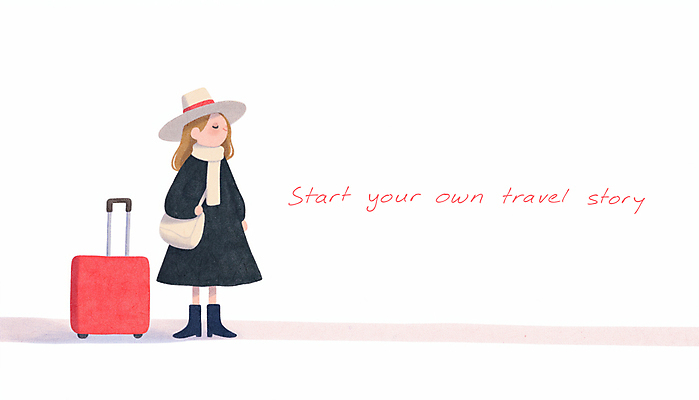 전신 PSD 모자 원피스 여자 여행 일러스트 한명 미소 성인 캐리어 눈감음 목도리 자유 고독 시작 크로스백 성인여자한명만 국내일러스트 1 잡화 옷 감정 컨셉 가방 모션 표정 사람 여행가방 여자한명만 성인여자만 파일형식