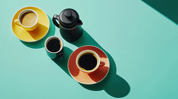 JPG 편집이미지 여유 커피 휴식 그림자 취미 사람없음 머그컵 커피잔 컵받침 힐링 감성 민트색 프렌치프레스 홈카페 편집실사 AI포토 AI콘텐츠 감정 음료 컬러 컨셉 잔 컵 카페 받침대 CG 커피용품 파일형식