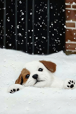 JPG 동물 편집이미지 한마리 겨울 붓터치 사람없음 귀여움 눈 강아지 그림 캔버스 함박눈 눈내림 눈덮임 묻힘 편집실사 자연요소 1 계절 컨셉 모션 날씨 눈_날씨 반려동물 개 CG 파일형식