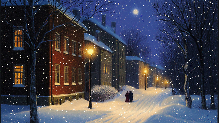 JPG 나무 편집이미지 실루엣 겨울 가로등 주택 성인 두명 빛 마을 달 저녁 주택가 눈길 눈내림 성인만 편집실사 AI인물포토 AI콘텐츠 자연요소 식물 계절 공공시설 길 눈_날씨 촬영기법 사람 건물 야간 CG 파일형식 AI포토