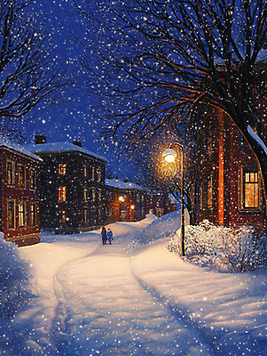 JPG 나무 편집이미지 실루엣 겨울 가로등 주택 성인 두명 빛 마을 저녁 주택가 눈길 눈내림 성인만 눈덮임 편집실사 AI인물포토 AI콘텐츠 식물 계절 공공시설 길 컨셉 눈_날씨 촬영기법 사람 건물 야간 CG 파일형식 AI포토